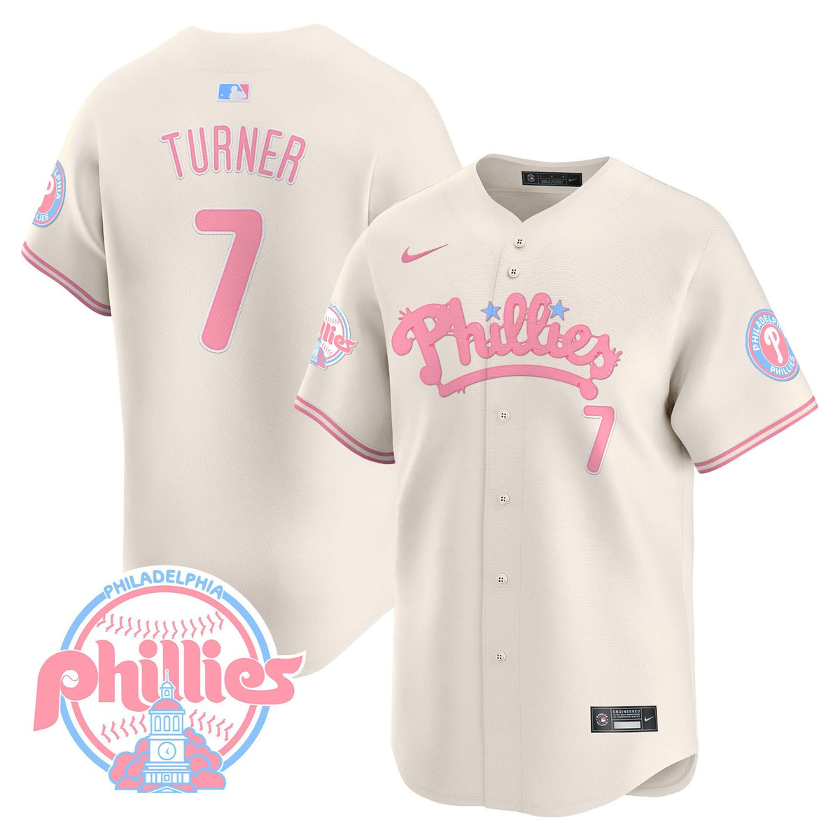 Men's Phillies Bubblegum Pink Vapor Premier Limited Jersey - All Stitched