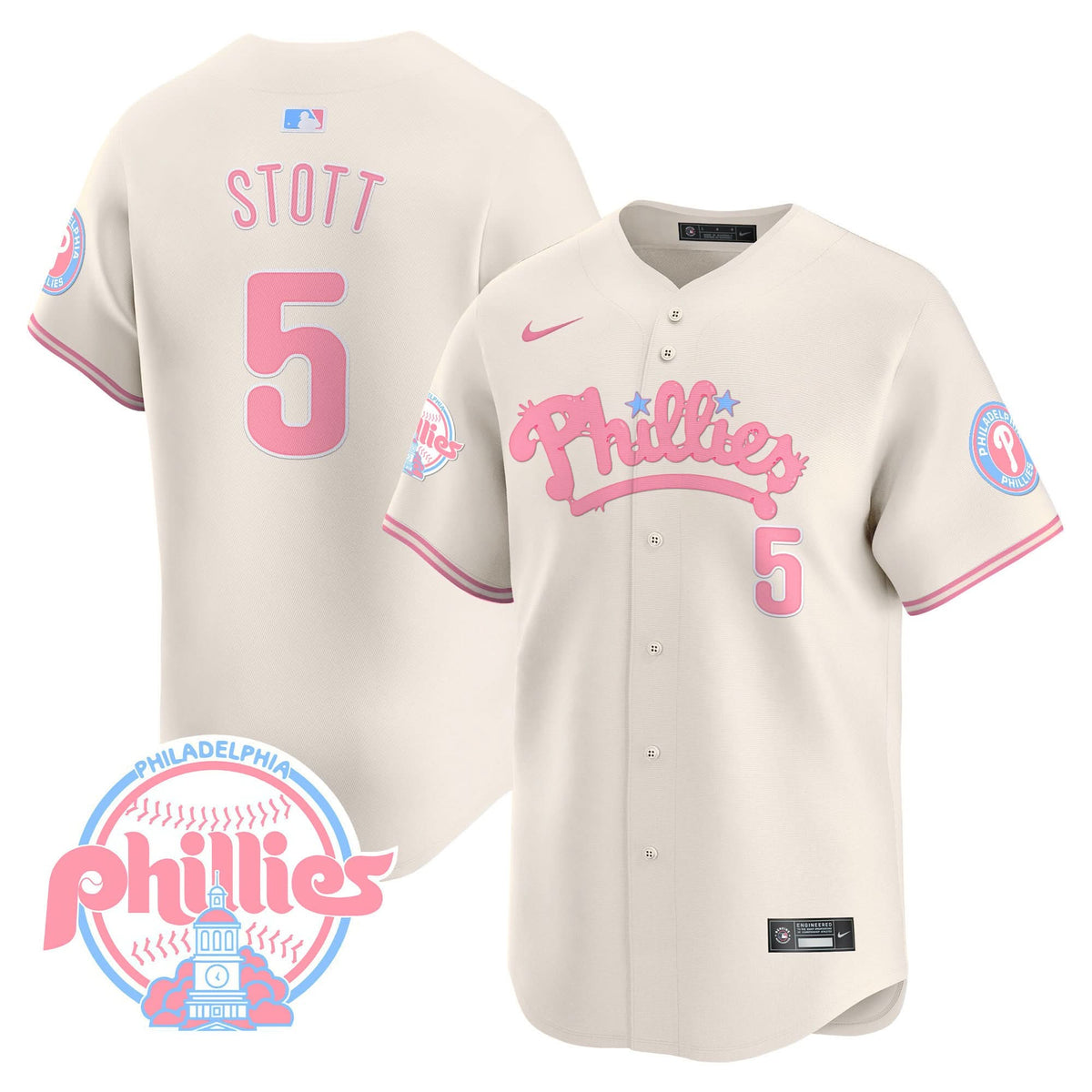 Men's Phillies Bubblegum Pink Vapor Premier Limited Jersey - All Stitched