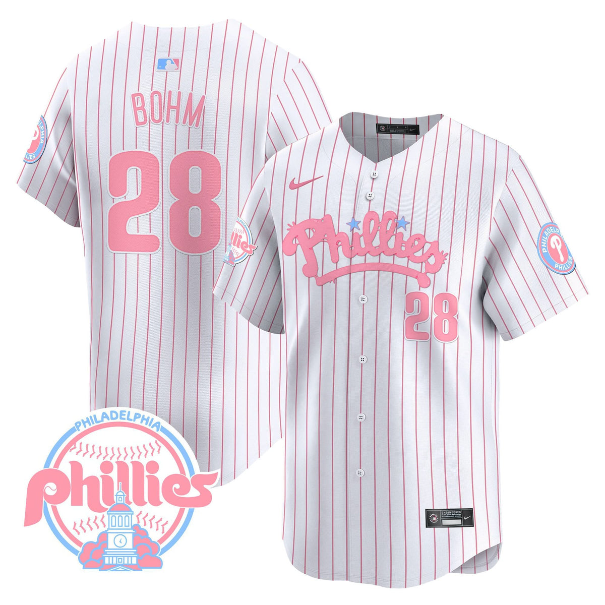 Men's Phillies Bubblegum Pink Vapor Premier Limited Jersey - All Stitched