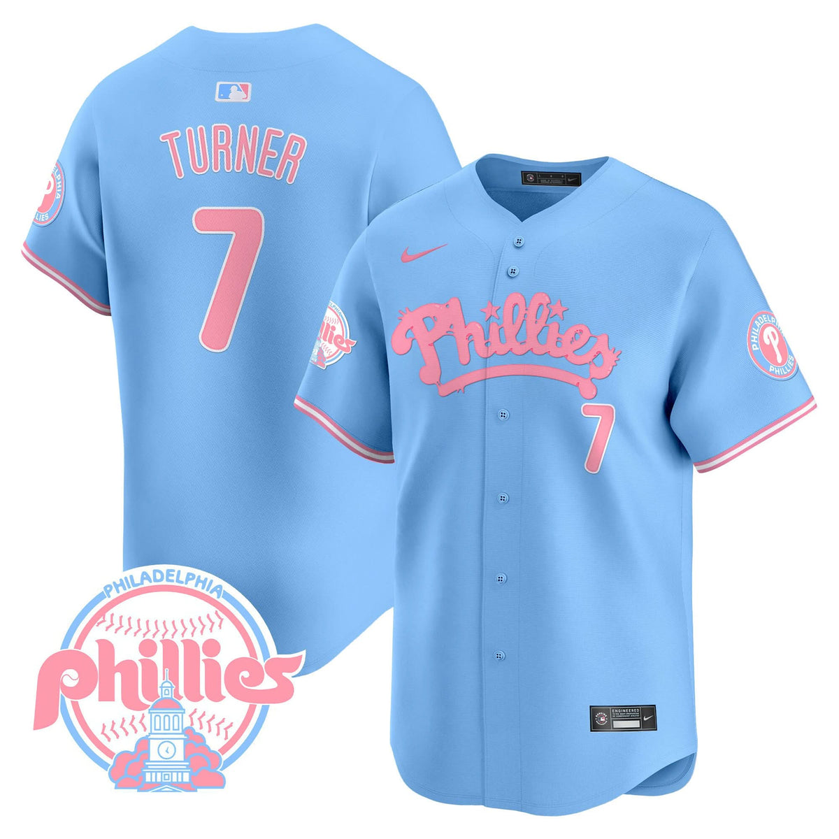 Men's Phillies Bubblegum Pink Vapor Premier Limited Jersey - All Stitched