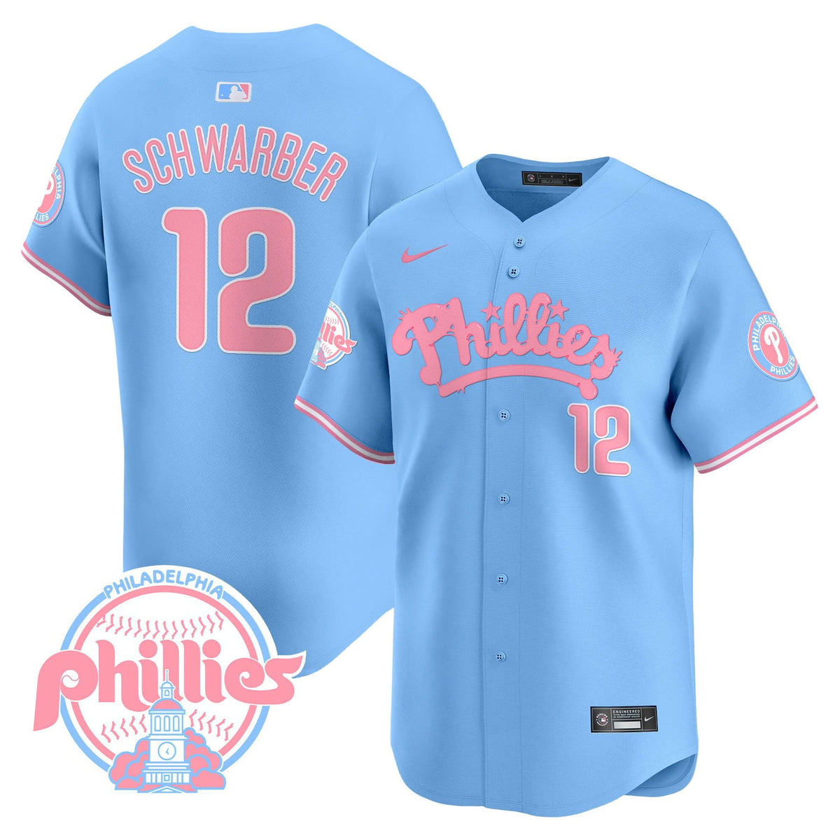 Men's Phillies Bubblegum Pink Vapor Premier Limited Jersey - All Stitched