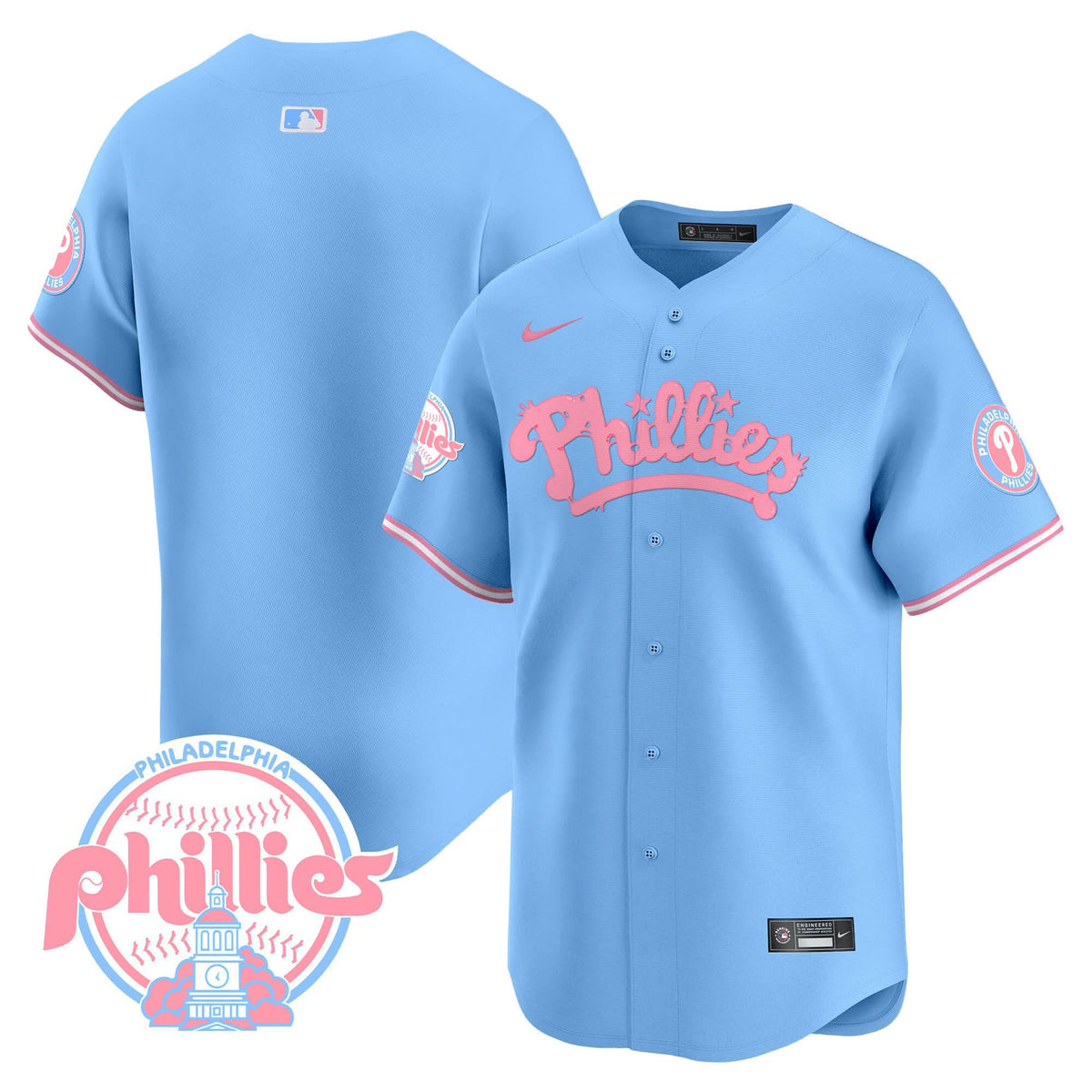 Men's Phillies Bubblegum Pink Vapor Premier Limited Jersey - All Stitched