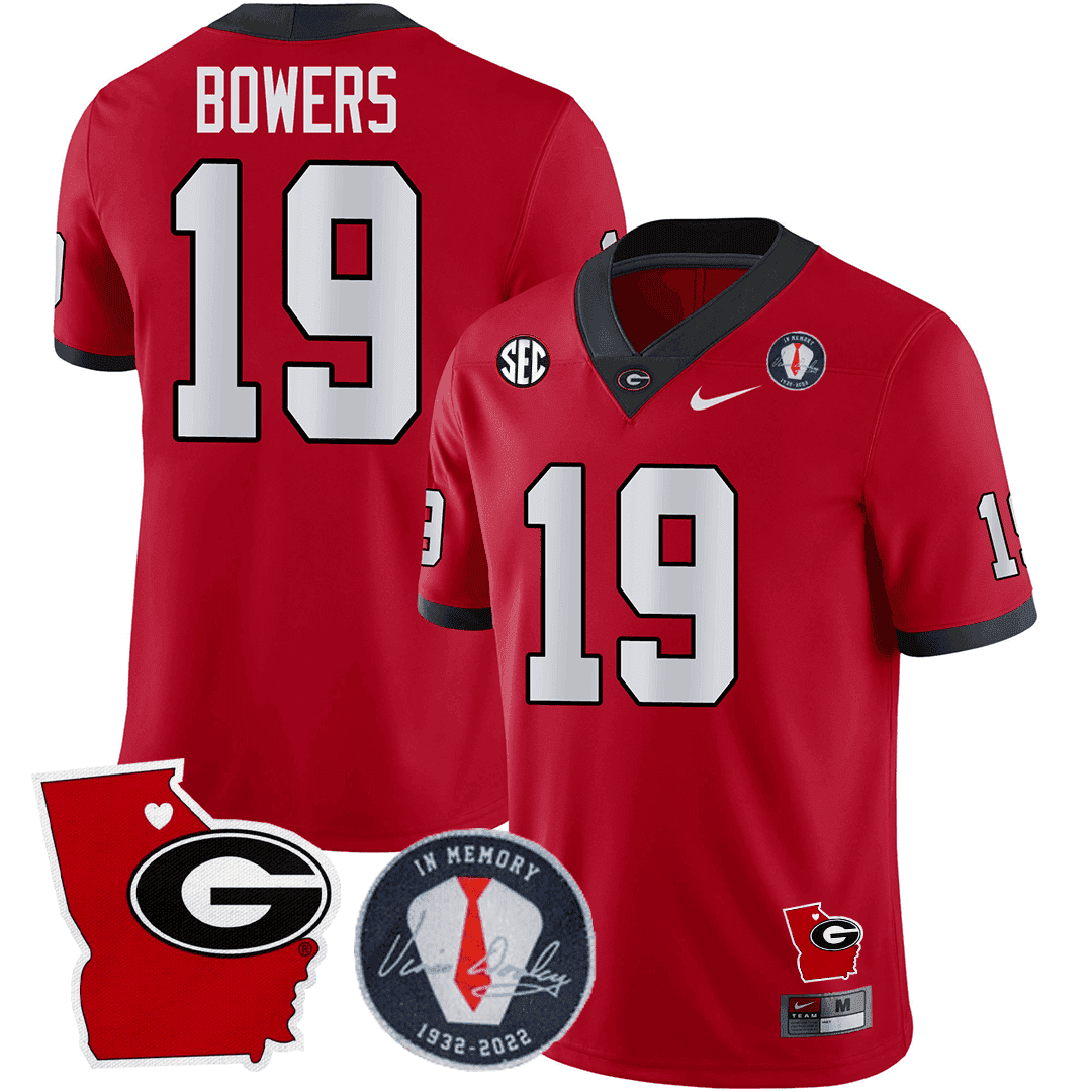 GB 2023 Vince Dooley Patch & Georgia State Map Jersey