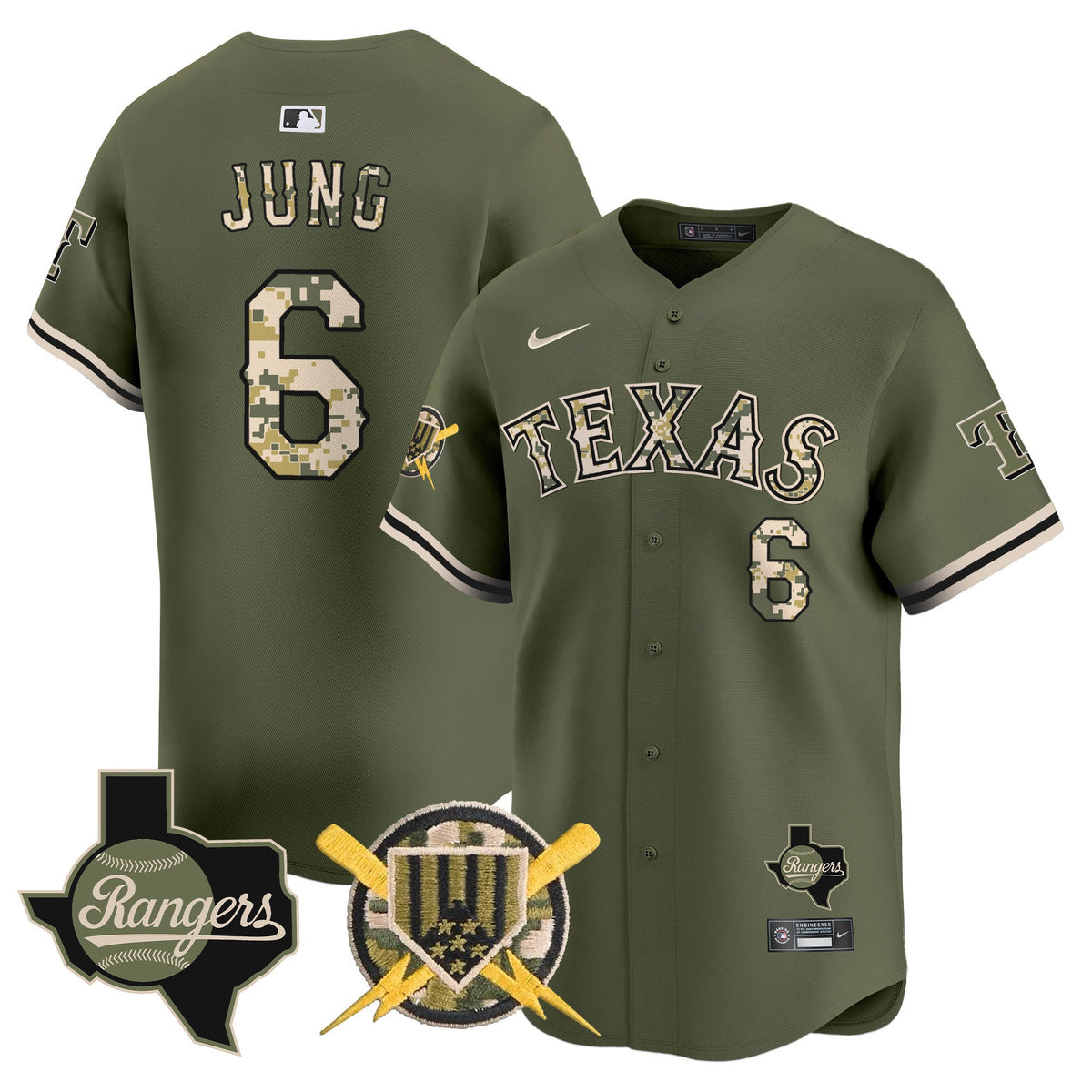 Texas Rangers Armed Forces Day Vapor Premier Limited Jersey - All Stitched