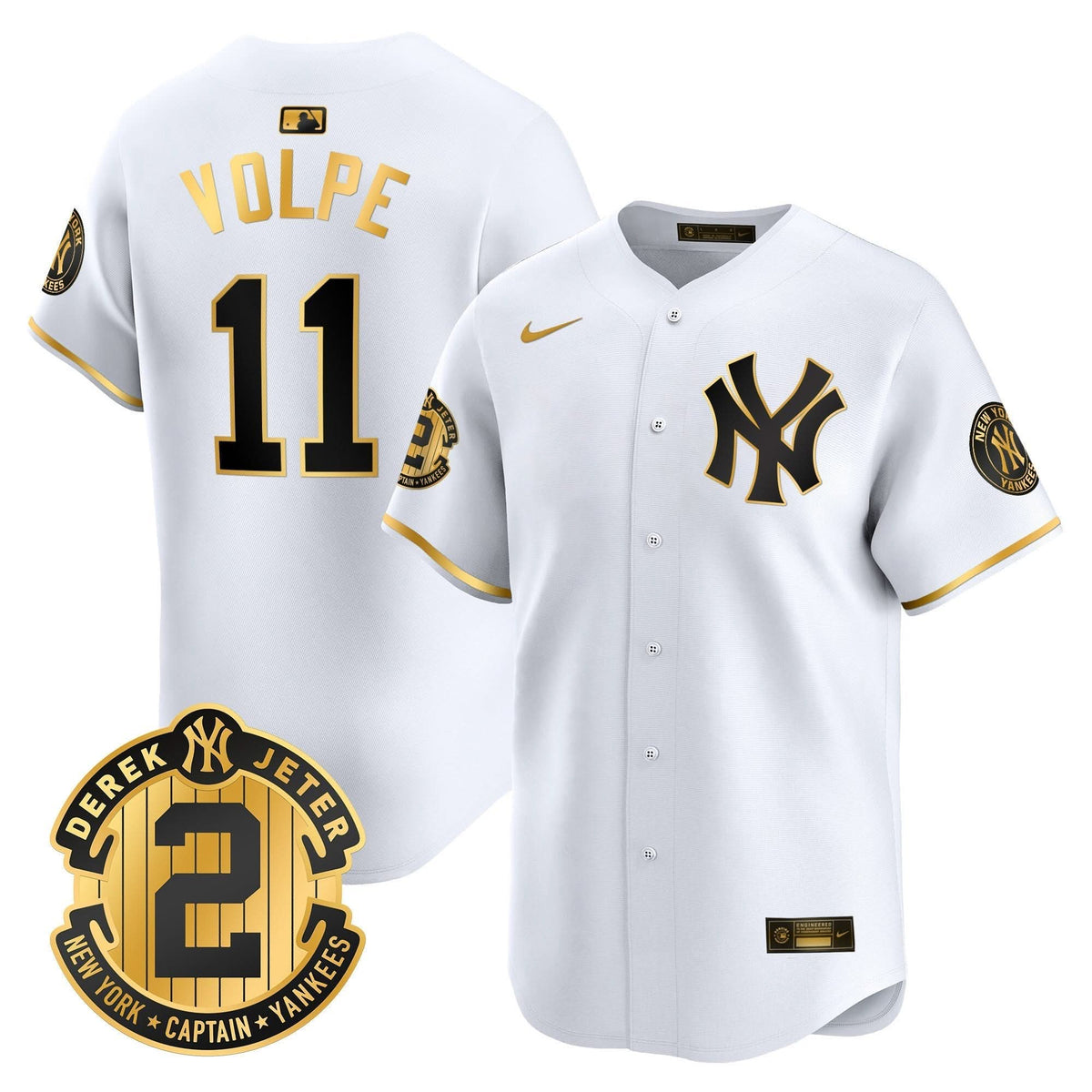 Men's Yankees Derek Jeter Patch Vapor Premier Limited Jersey - All Stitched