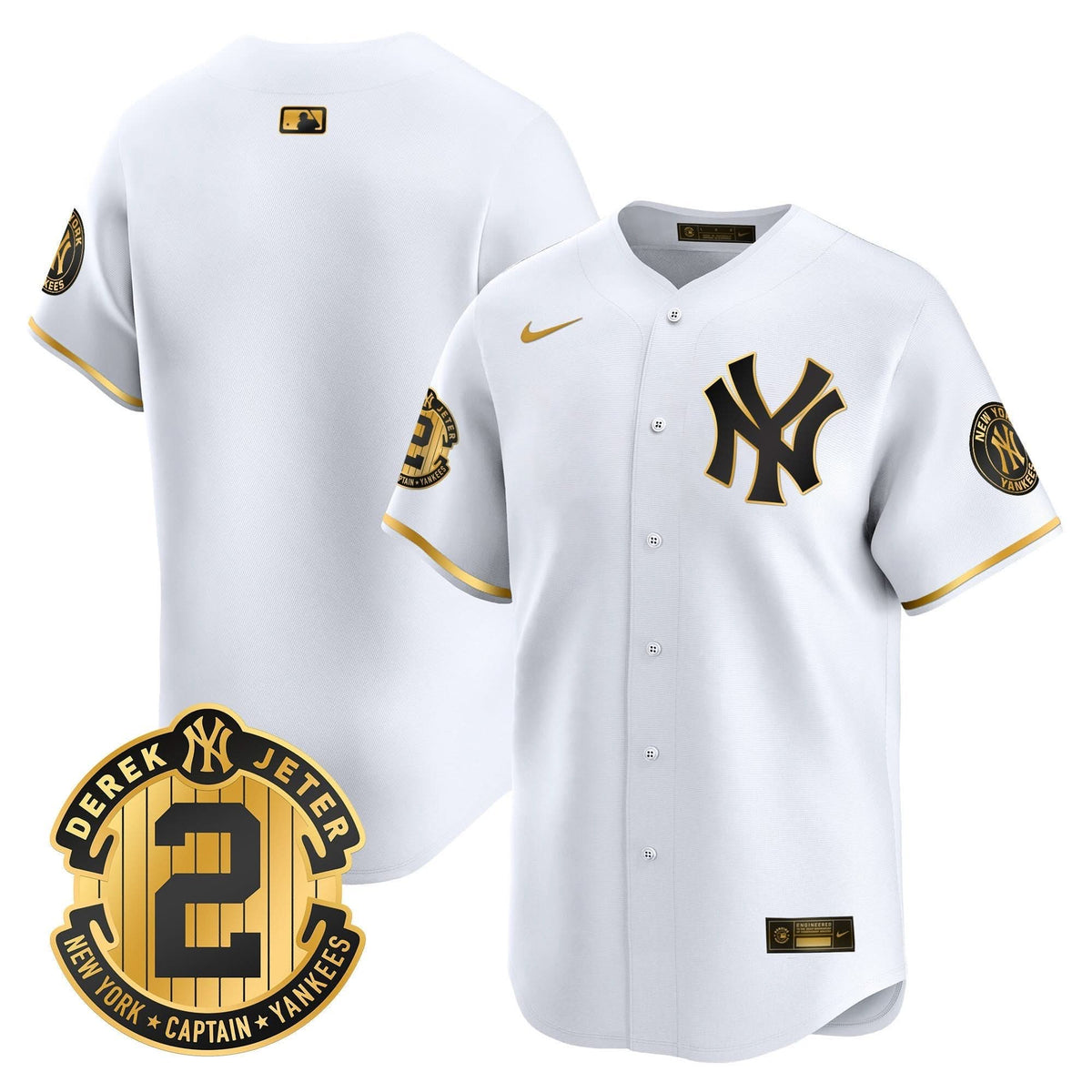 Men's Yankees Derek Jeter Patch Vapor Premier Limited Jersey - All Stitched