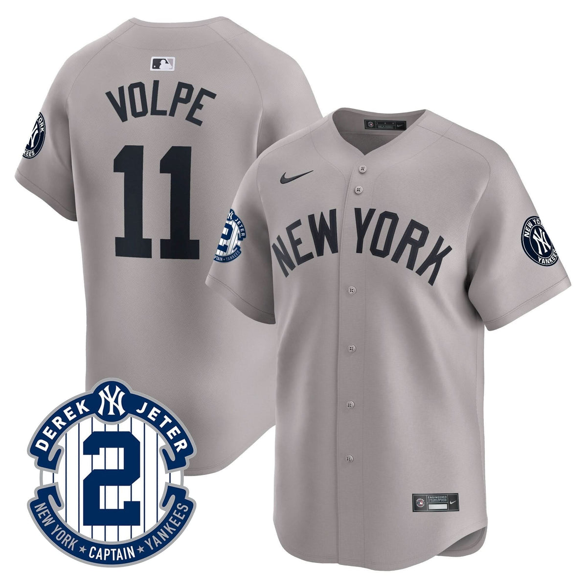 Men's Yankees Derek Jeter Patch Vapor Premier Limited Jersey - All Stitched