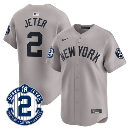 Men's Yankees Derek Jeter Patch Vapor Premier Limited Jersey - All Stitched