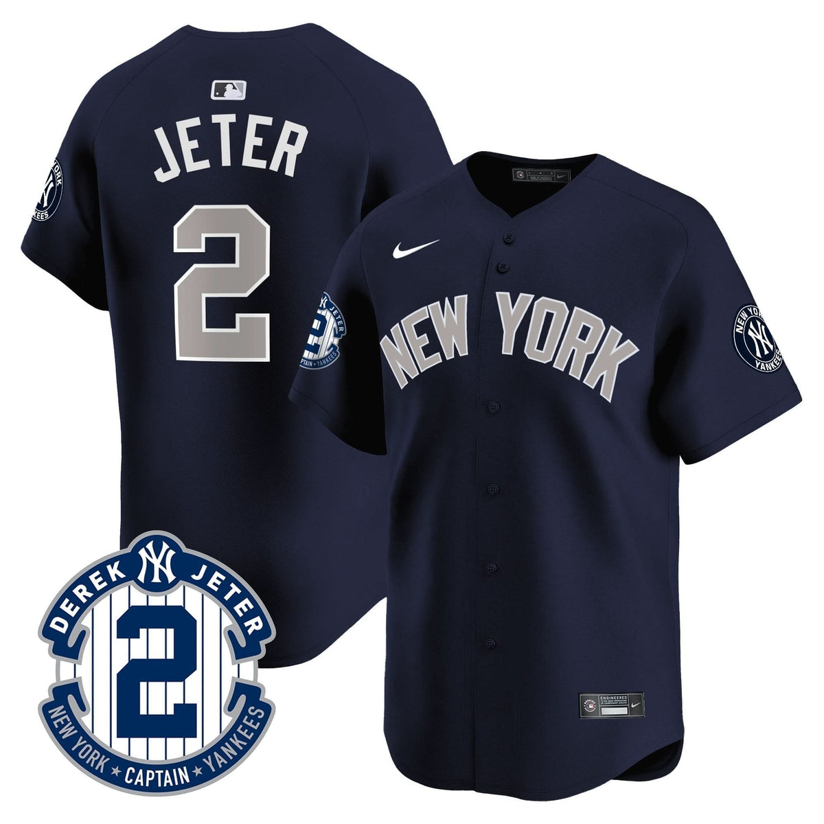 Men's Yankees Derek Jeter Patch Vapor Premier Limited Jersey - All Stitched
