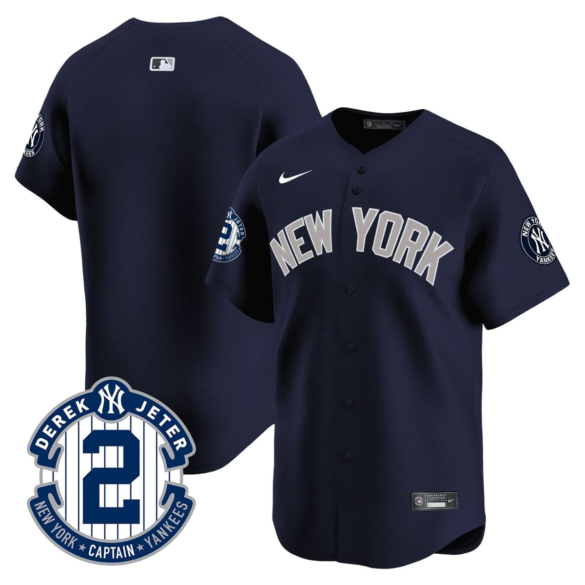 Men's Yankees Derek Jeter Patch Vapor Premier Limited Jersey - All Stitched