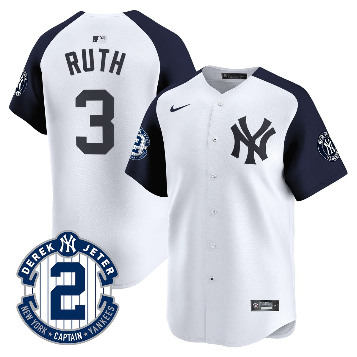 Men's Yankees Derek Jeter Patch Vapor Premier Limited Jersey - All Stitched