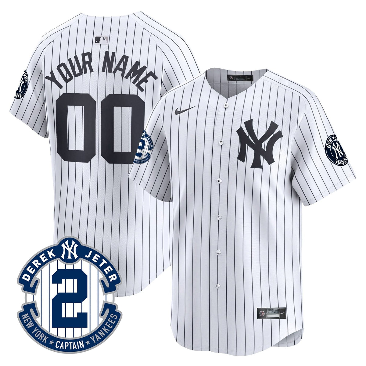 New York Yankees Derek Jeter Patch Vapor Premier Limited Custom Jersey - All Stitched