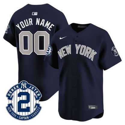 NYY Derek Jeter Patch Vapor Premier Limited Custom Jersey - Stitched