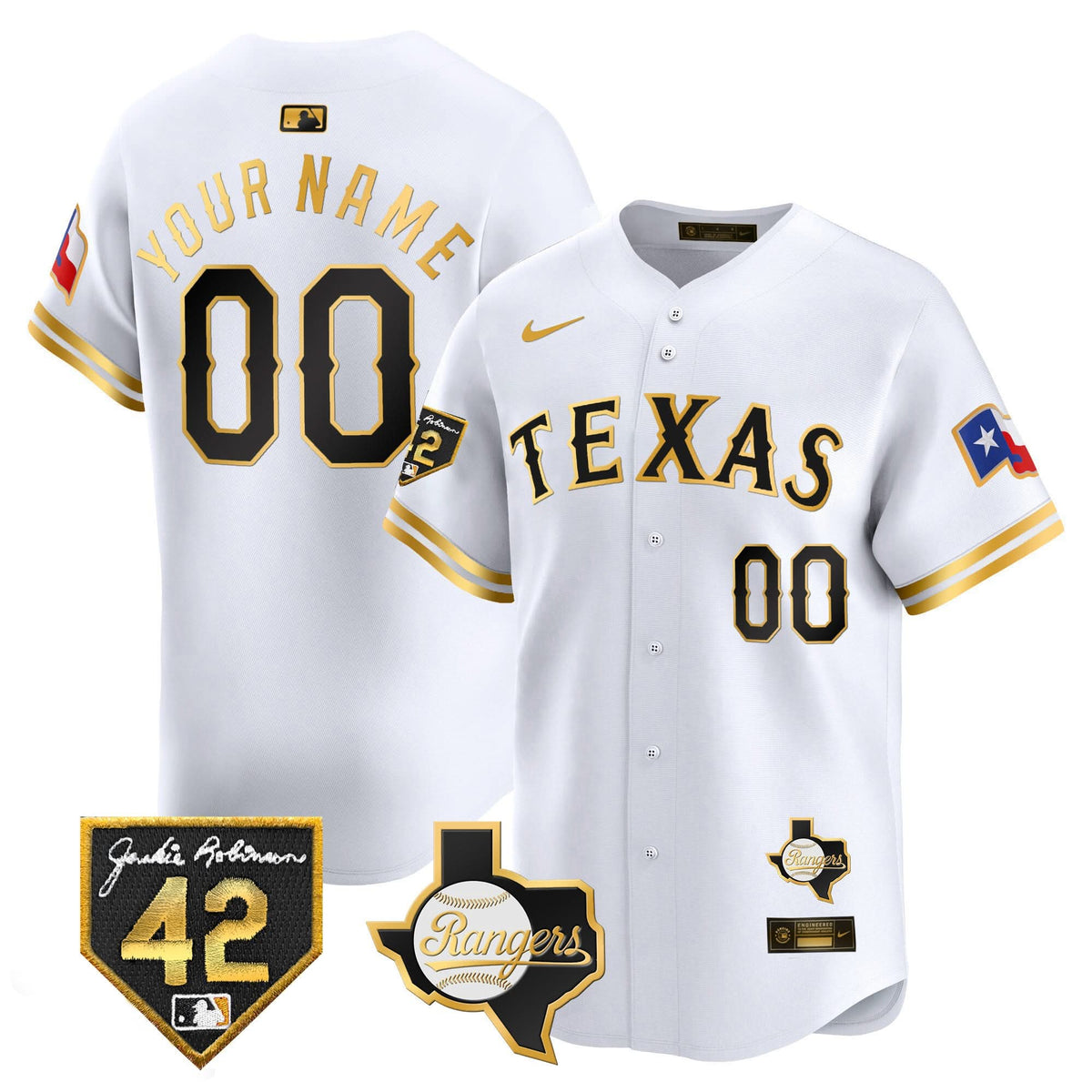Texas Rangers 2024 Jackie Robinson Patch Vapor Premier Limited Custom Jersey - All Stitched