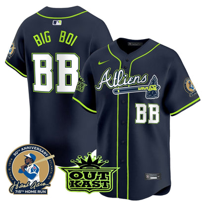 AB Atliens & Hank Aaron Patch Vapor Premier Limited Jersey - Stitched
