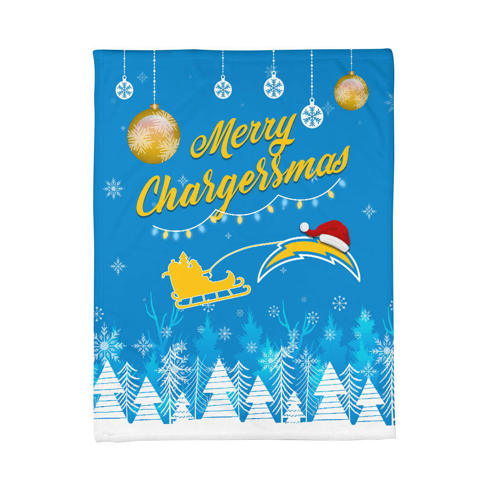 Los Angeles Chargers | Premium Christmas Fleece Blanket & Throw Pillow Combo MM