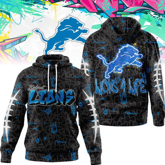 Detroit Lions | Premium Special Graffiti My Team 4 Life Hoodie MM