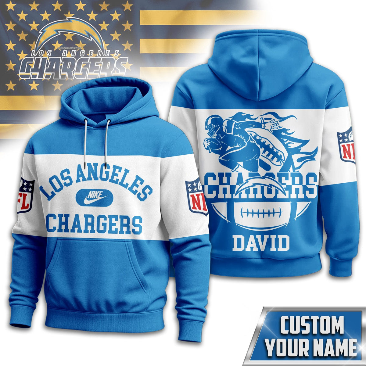 Los Angeles Chargers | Premium Touchdown Spirit Personalized Hoodie TD