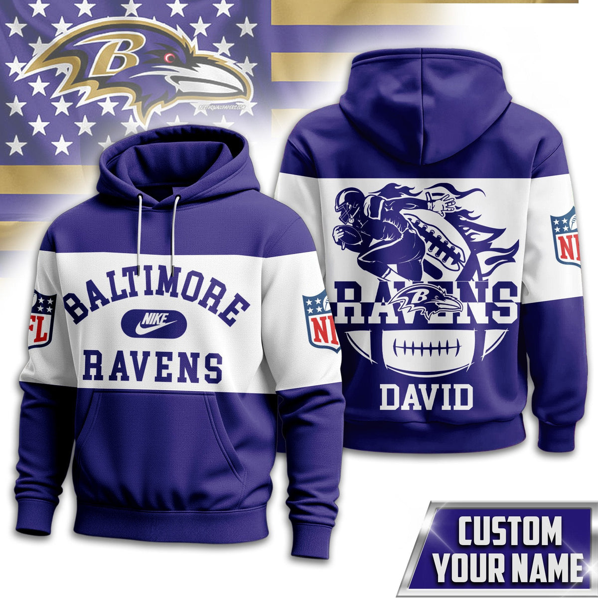 Baltimore Ravens | Premium Touchdown Spirit Personalized Hoodie TD
