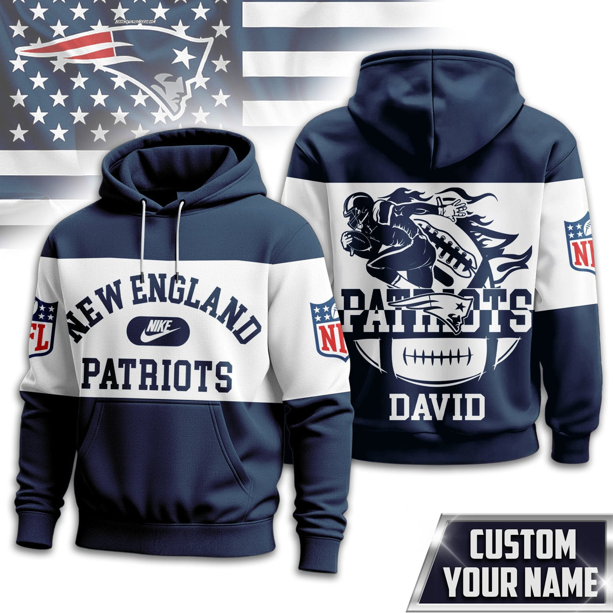 New England Patriots | Premium Touchdown Spirit Personalized Hoodie TD