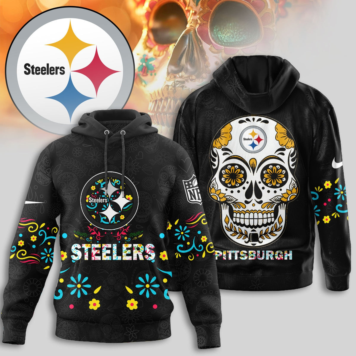 Pittsburgh Steelers | Premium Dia de los Muertos Limited Editions Hoodie MM