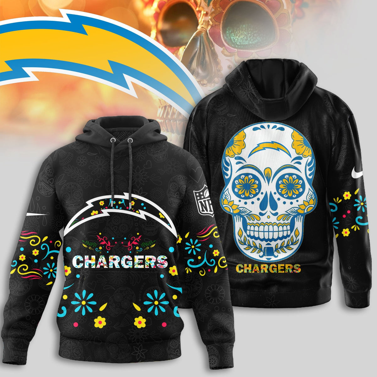 Los Angeles Chargers | Premium Dia de los Muertos Limited Editions Hoodie MM