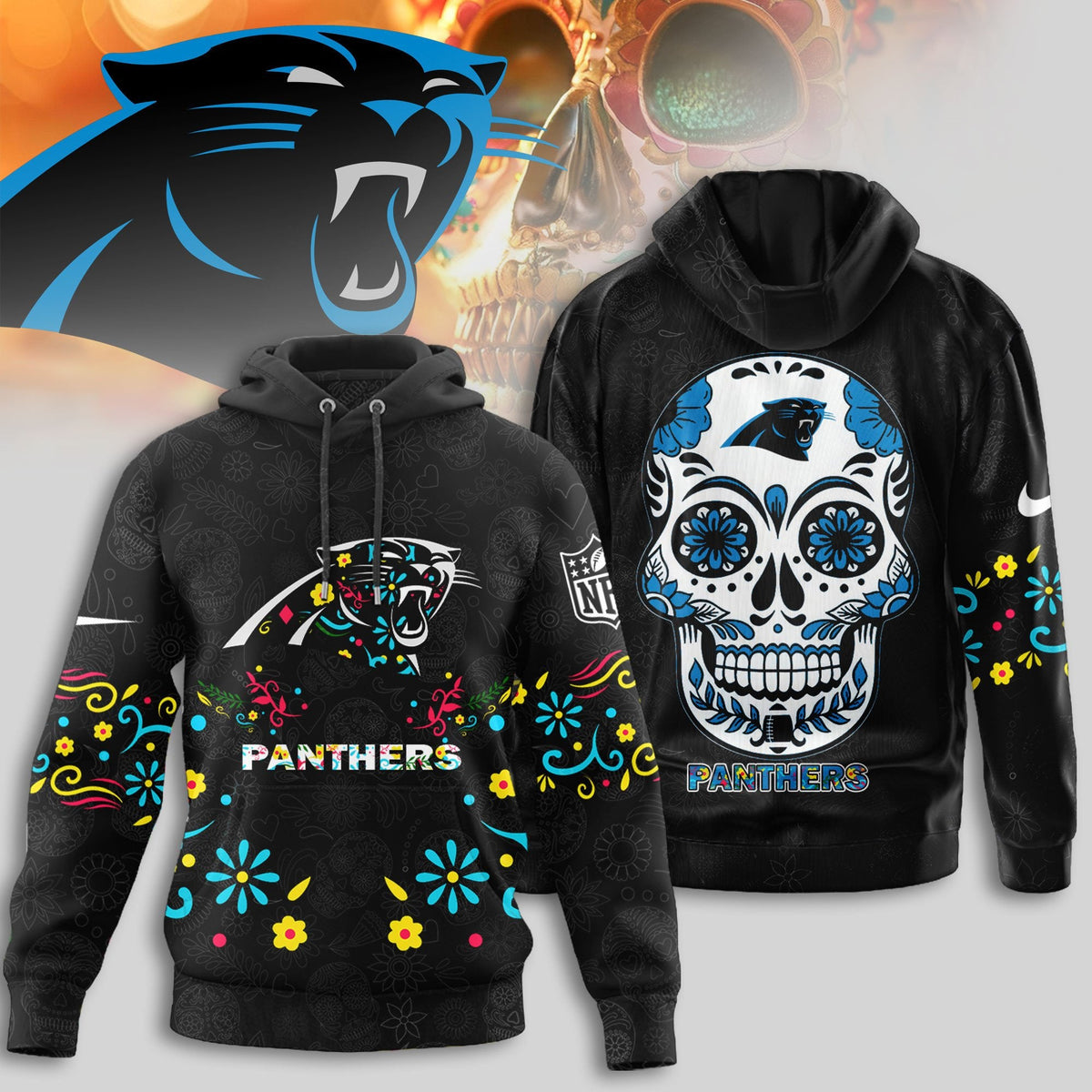 Carolina Panthers | Premium Dia de los Muertos Limited Editions Hoodie MM