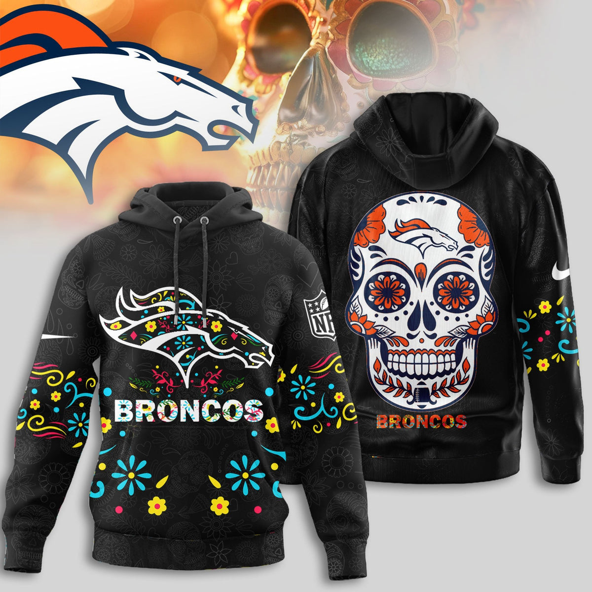 Denver Broncos | Premium Dia de los Muertos Limited Editions Hoodie MM