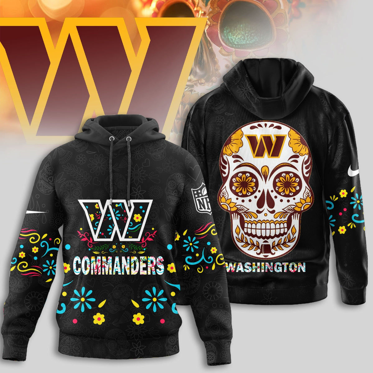 Washington Commanders | Premium Dia de los Muertos Limited Editions Hoodie MM