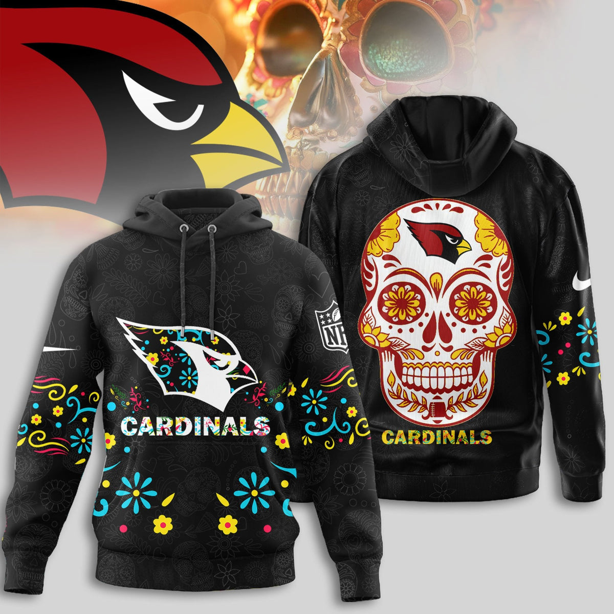 Arizona Cardinals | Premium Dia de los Muertos Limited Editions Hoodie MM
