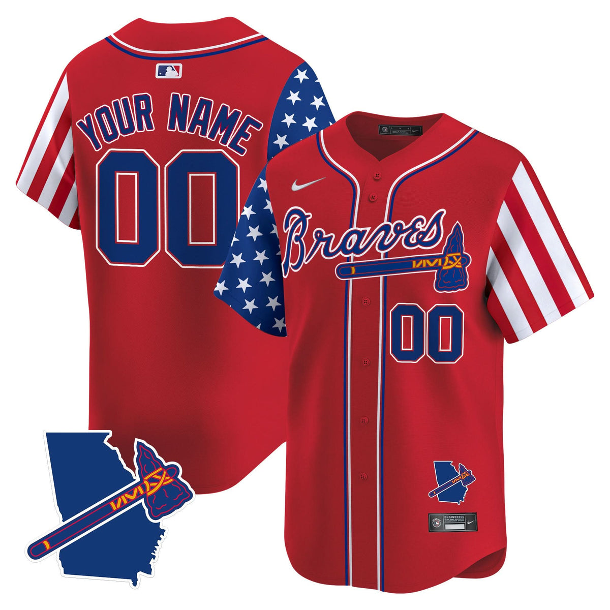 Atlanta Braves 2025 Independence Day Vapor Premier Limited Custom Jersey - All Stitched