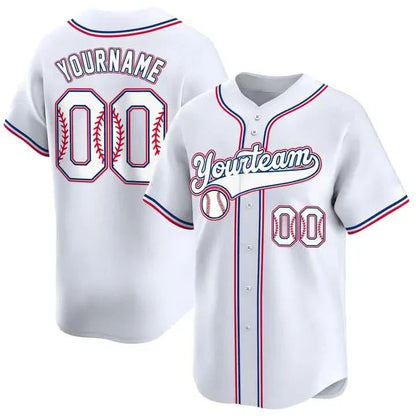 CUSTOM WHITE RED-WHITE BASEBALL JERSEY - EMBROIDERED